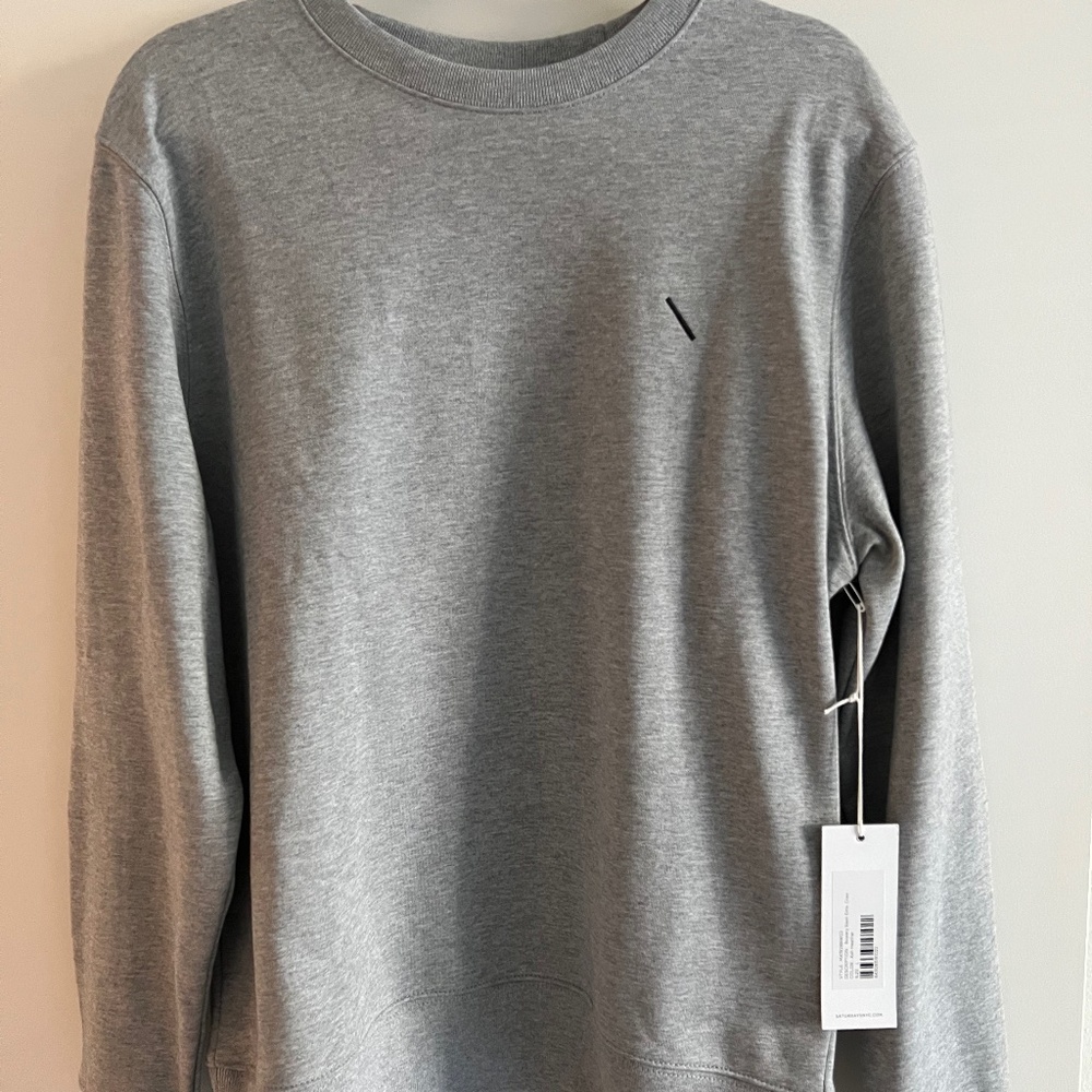 Brand New NWT Saturdays NYC Gray Grey Bowery Slash Crewneck Sweatshirt Sweater